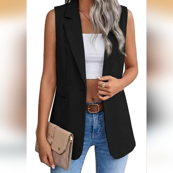 IDEALSANXUN Jackets & Blazers - Elegant Black Sleeveless Blazer